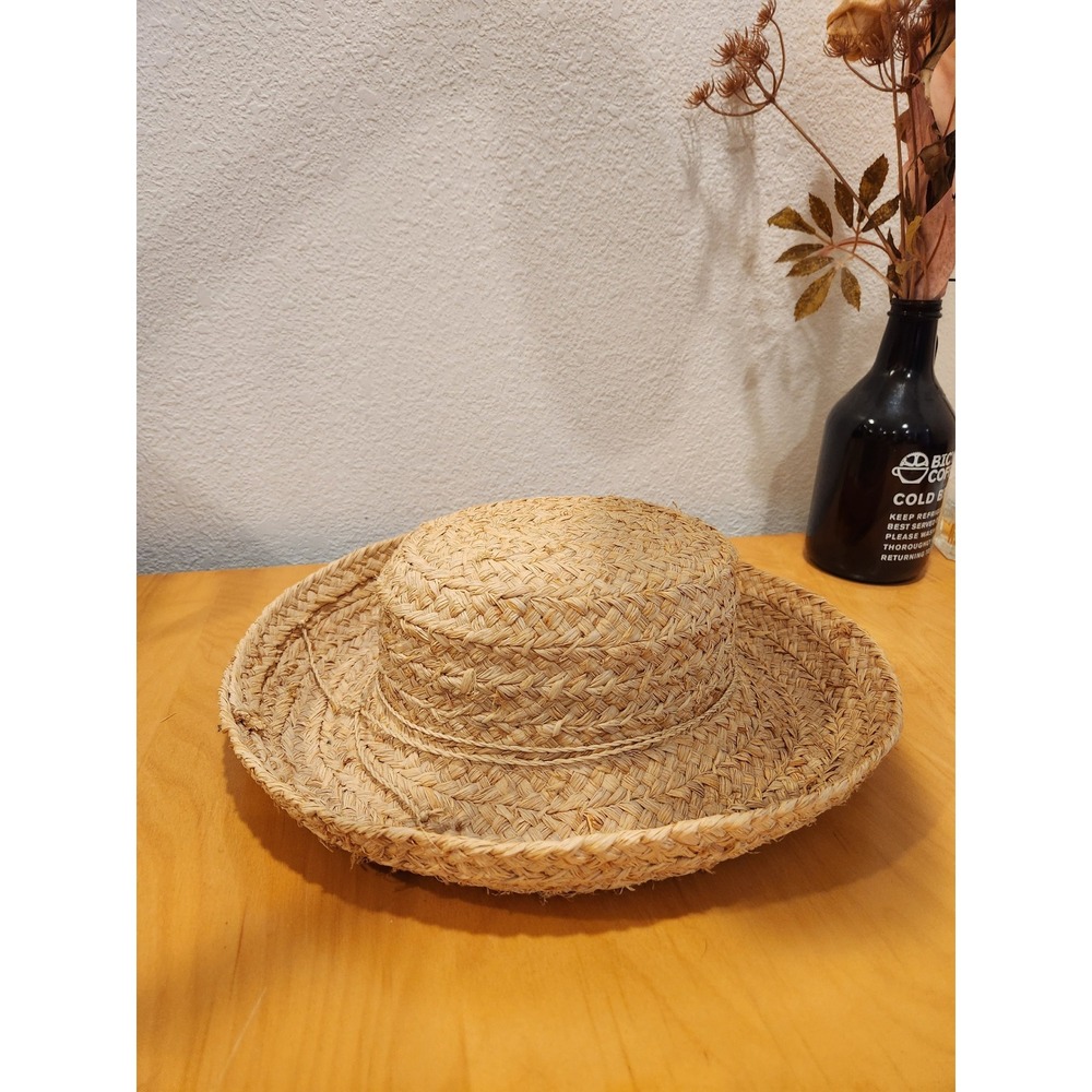 Scala Firenze Italy Raffia Straw Sun Hat Wide Brim Beach Resort Medium Natural